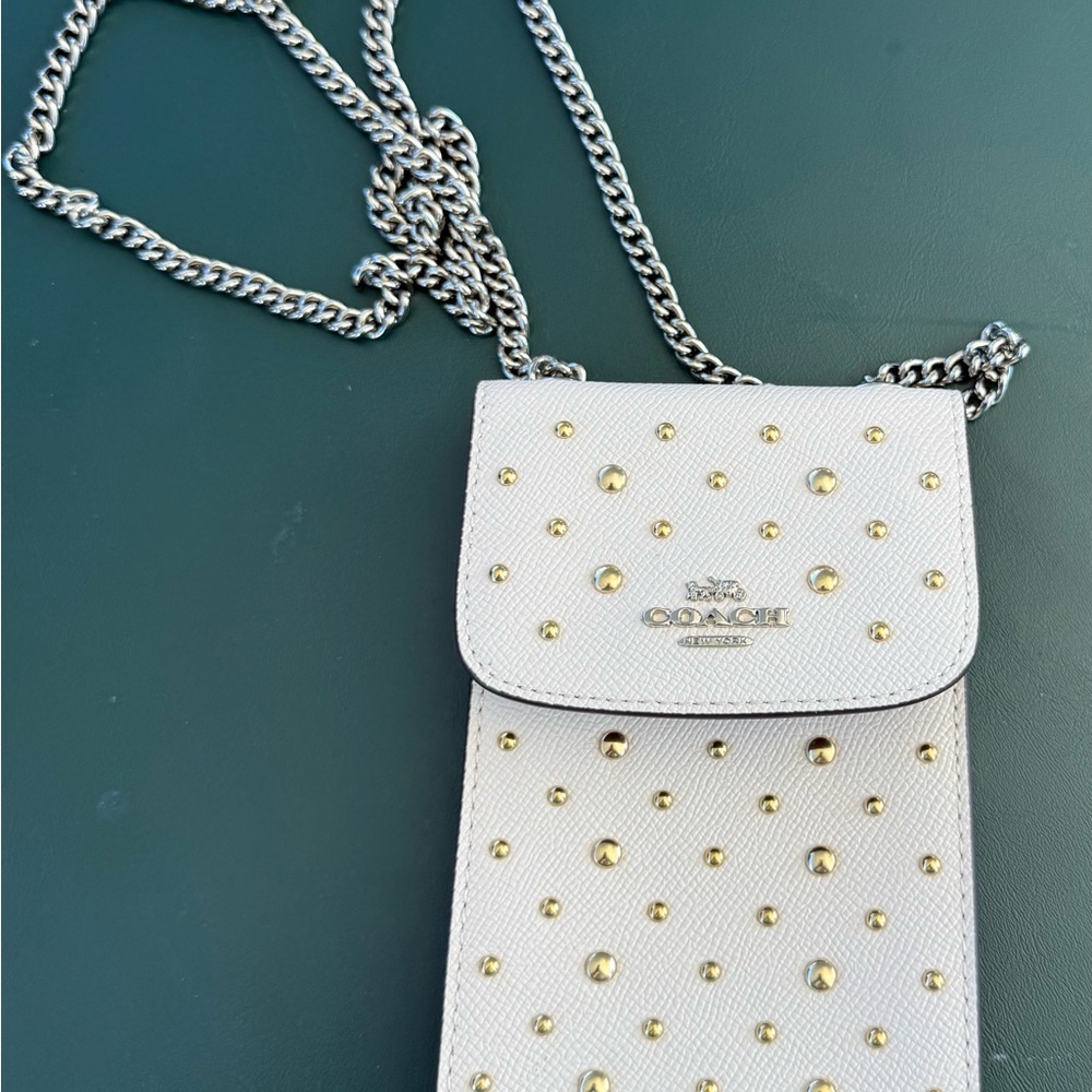 Coach Cream and Gold Studded Crossbody Bag